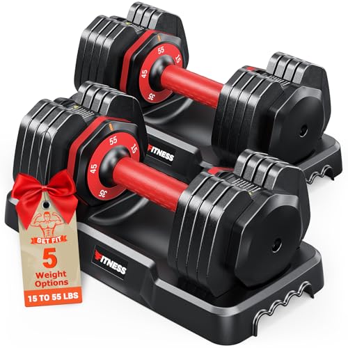 Adjustable Dumbbells Set of 2, 1 Hand Adjustable Weights Dumbbells Set, 5 in 1/10 in 1 Free Dumbbell with Anti-Slip Texture Handle, 25/55/80lb Pair Weight Set For Home Gym Suit both Men and Women