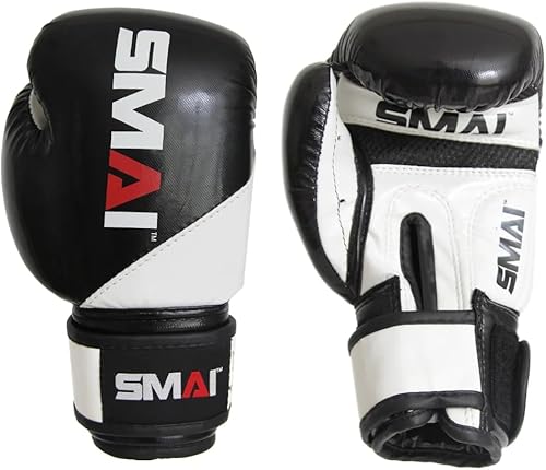 SMAI Guantes de boxeo de cuero MMA para niños guantes de kickboxing profesionales con protección mejorada para la muñeca y los nudillos. Cuero no