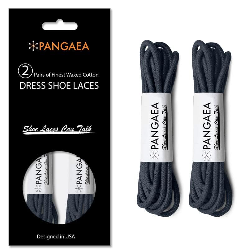 Image of [4 Laces] 2-Pair Pack Waxed Round Oxford Shoe Laces for Dress Shoes Chukka 3 /32Inch Thin