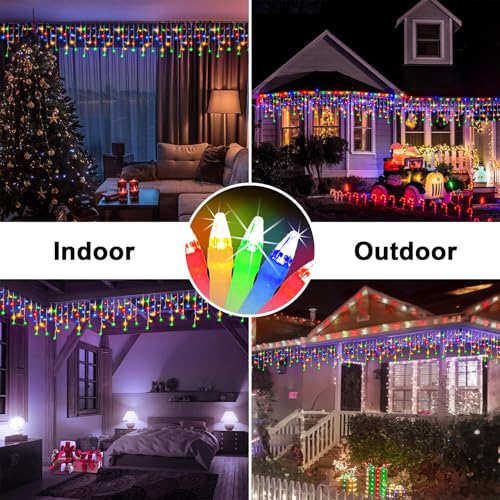 132FT 1332 LED Outdoor Christmas Lights - 296 Ice Drops, 12 Pro Modes with Timer Memory & Brightness, Waterproof Hanging Ice String Light for Holiday Wedding Garden Fence House Decor (Multicolor) by WUXYIYANG - Image 7