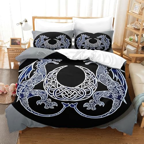 Housse de couette chats imprimé 3d parure de lit microfibre fermeture éclair 200x200 - 3