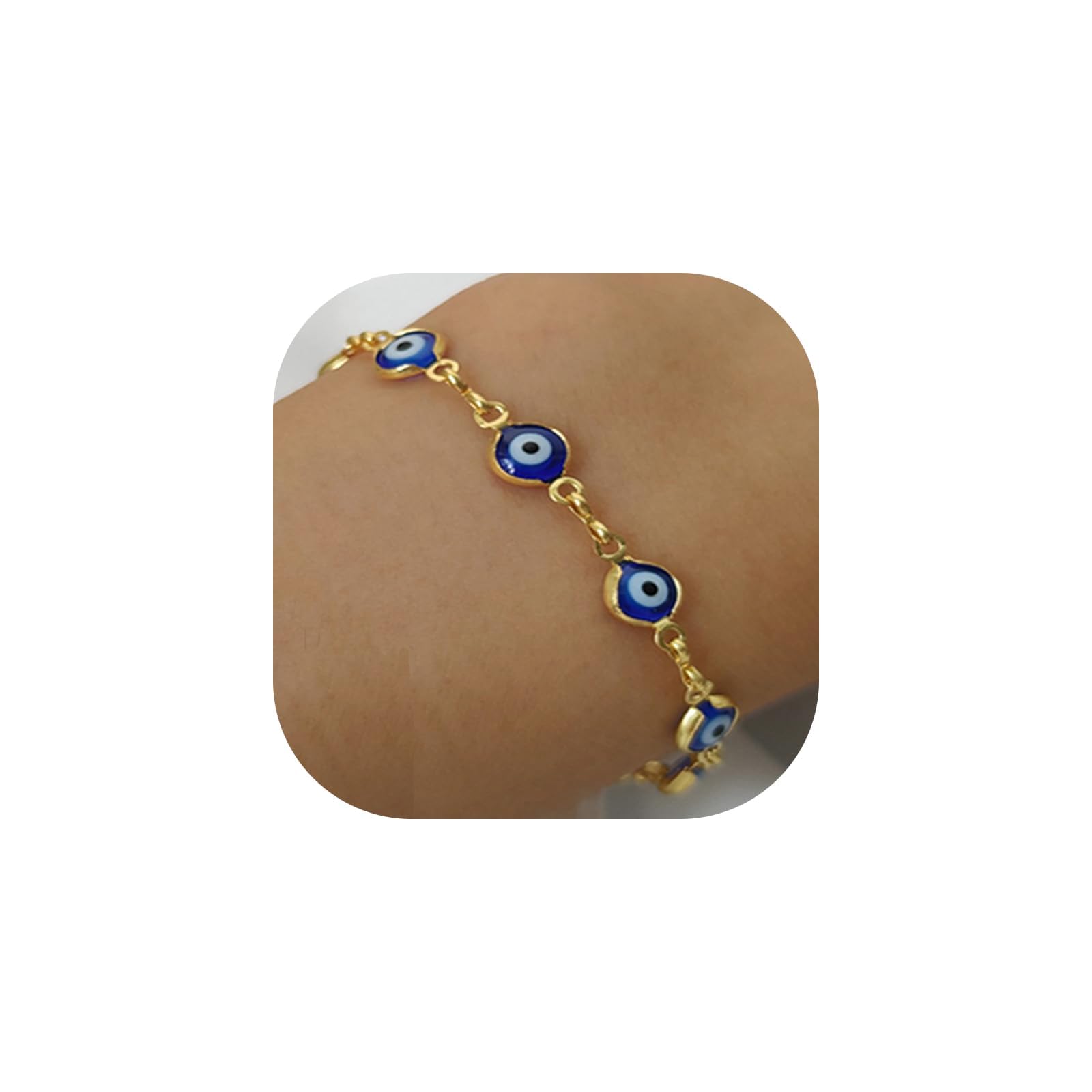 LXSSLY Evil Eye Bracelets for Women,Lucky Blue Eye Bracelet,14K Gold Plated Evil Eye Chain Bracelet for Women,Evil Eye Jewelry