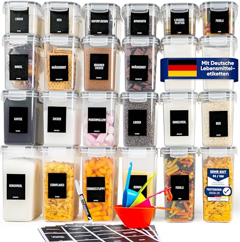 Deco haus® Vorratsdosen mit Deckel luftdicht 24er Set - Aufbewahrungsbox Küche mit Deckel -...