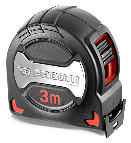 FACOM - Mètre à Ruban 3m x 19mm - 897A.319PB - Boîtier Grip Antidérapant Prise en Main Confortable - Ruban Antireflet Mat - Avec Crochet - Outillage de...