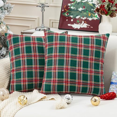 Kiatuniya Kissenbezug Weihnachten 40x40 Rot Grün Kariert...