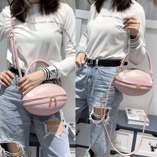 Image of Women Rhinestone Football Shaped Handbag Chain Crossbody Shoulder Bag Football Purse | Rugby, Unique, Novelty, Football