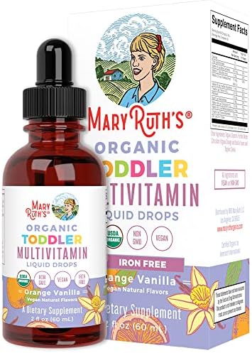 Multivitamin & Multimineral for Toddlers by MaryRuth's | USDA Organic | Sugar Free | Multivitamin Liquid Drops for Kids Ages 1-3 | Immune Support & Overall Wellness | Vegan | Non-GMO | 2 Fl Oz