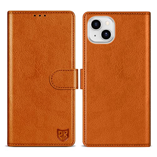 ZZXX for iPhone 14 Wallet Case Magnetic Closure 6.1 inch,Brown - image 1