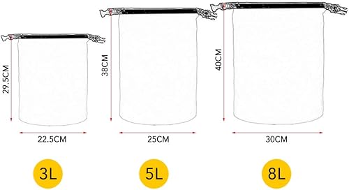 Miniatura 7 de Doorslay Paquete de 3 bolsas secas impermeables de 3 L + 5 L + 8 L al aire libre ultraligeras para kayak, rafting, canotaje, natación, campamento,
