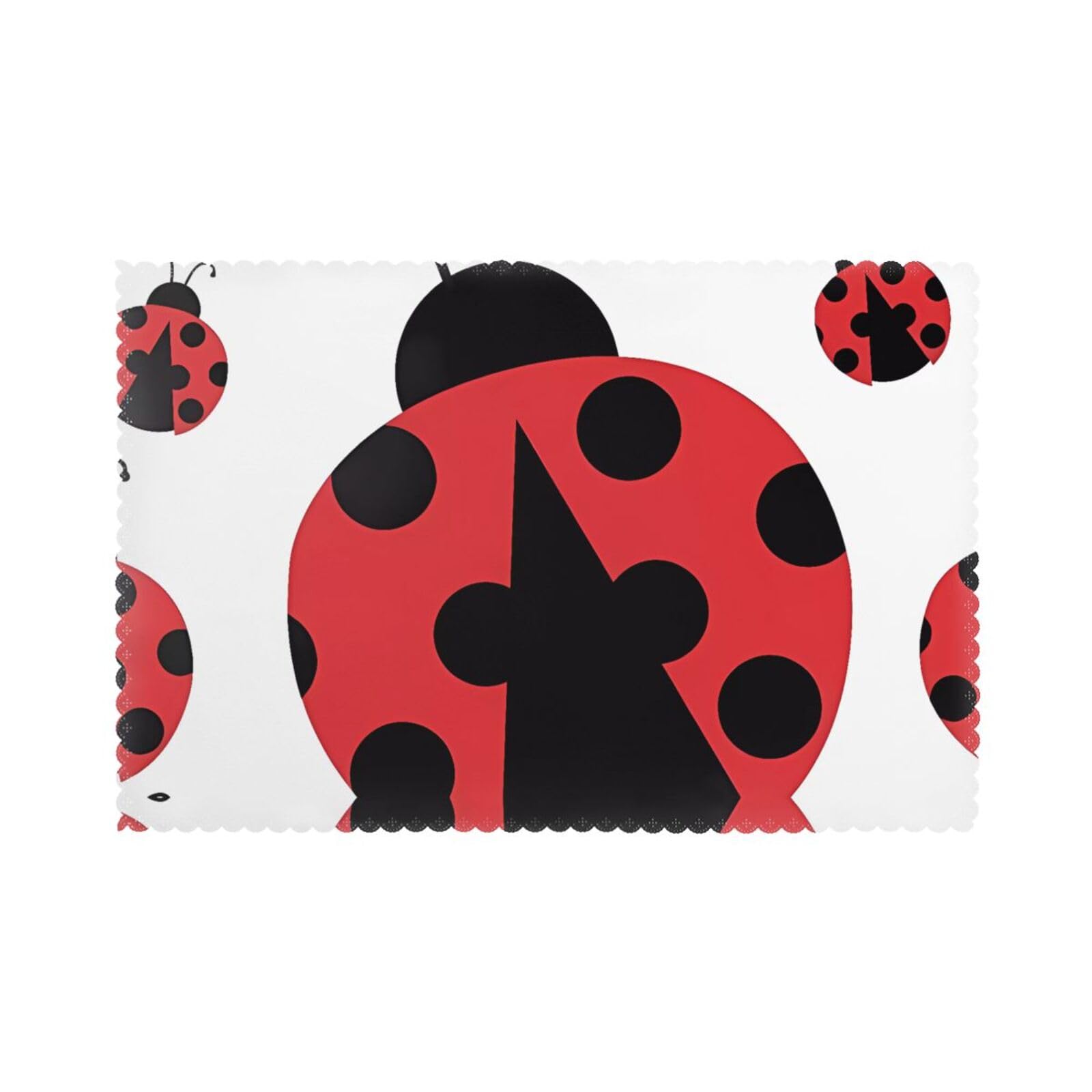 HJFCZH Funny Ladybugs Prints Placemats Set of 6 12x18in – Durable Table Layers with Heat-Resistant & Stylish Prints