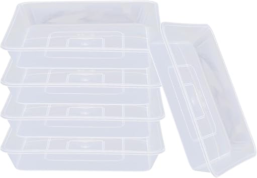 Square Plant Saucer 8 inch,5 Pack Pant Pot Trays, Plant Saucers for Indoors and Outdoors, Seed Starting Tray, Growing Trays,Clear