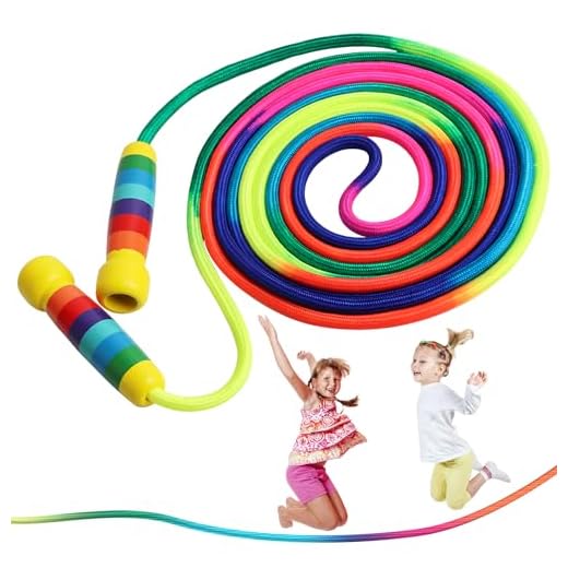 Cuerda Saltar 5m,Cuerda de Saltar para Niños,Cuerda Saltar Niños de 5M Mango,Cuerda de Saltar Arco Iris para Varios Jugadores,para Niños y Adultos