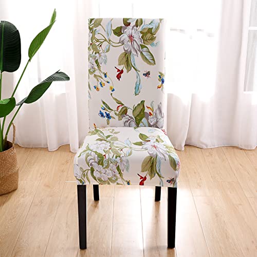 Subcluster 6 Pcs/Set Soft Stretchable Dining Chair Covers With Printed Floral Patterns,Spandex Banquet Chair Seat Protector Slipcovers For Holiday Home Party, Hotel, Wedding Ceremony (Flowers) #TOP3