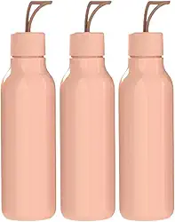 Kit 3 Garrafinhas De Água Infantil Squeeze 700ml BPA Free Escritório Academia Escola Resistente (Rose)