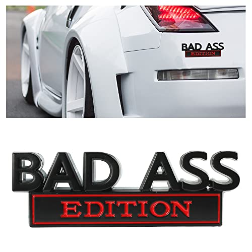 Vagurfo Car Bad Ass Edition Emblem, 3D Metal Badass Badge Decal With 3M Tape,3D Letters Front Hood Badass Edition Emblem,Auto Accessories For Cars, Trucks, Motorcycles, Boats (Black&Red) #TOP1