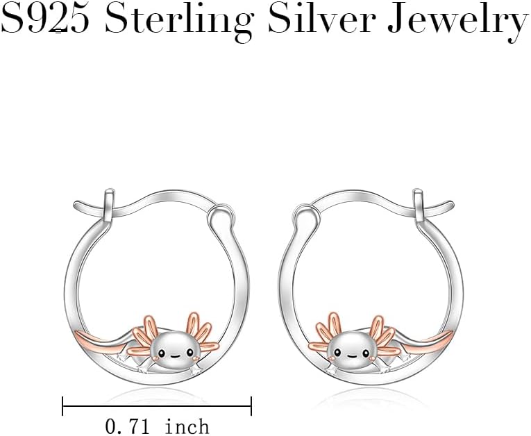 Axolotl Penguin Duck Dolphin Dachshund Elephant Labrador Corgi Red Panda Hoop Earrings for Women Sterling Silver Animal Jewelry Gifts - Image 6
