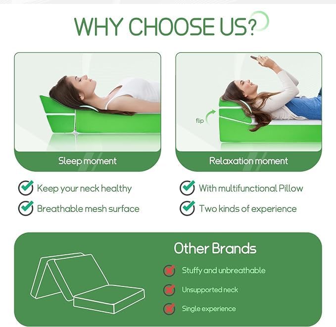 Foldable Camping Mattress Adult and Children Folding Floor Mattress - Portable Foam Bed 4-inch (approximately 10.2 Cm) Sleeping Mat Suitable for Tents, Campers, RV T green