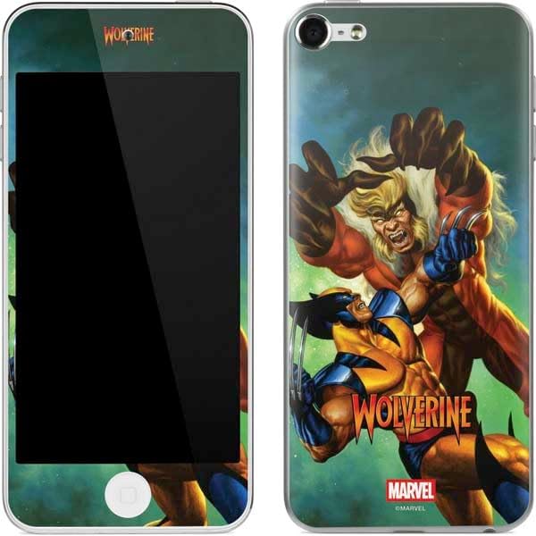 Skinit Decal MP3 Player Skin Compatible with iPod Touch (6th Gen 2015) - Officially Licensed Marvel X-Men Wolverine Vs Sabretooth Design