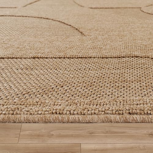 Tapis d'extérieur résistant aux intempéries grand format beige à effet 3D