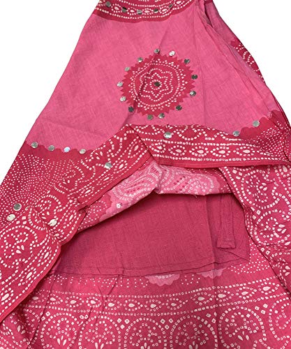 Yoga Trendz Bohemian Gypsy Indian Cotton Jaipur Bandhej Sequined Tie-Dye Mid-Length Skirt2