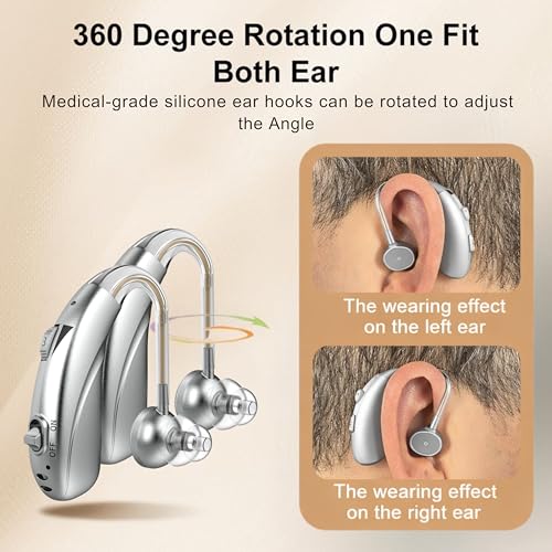 Image of FASTWELL F28-2 Unit for Both Ear Digital Advanced Rechargeable Hearing Aid for Adults with Hearing Loss | |Digital Noise Reduction | (Silver-Pair) | 1-Year Warranty