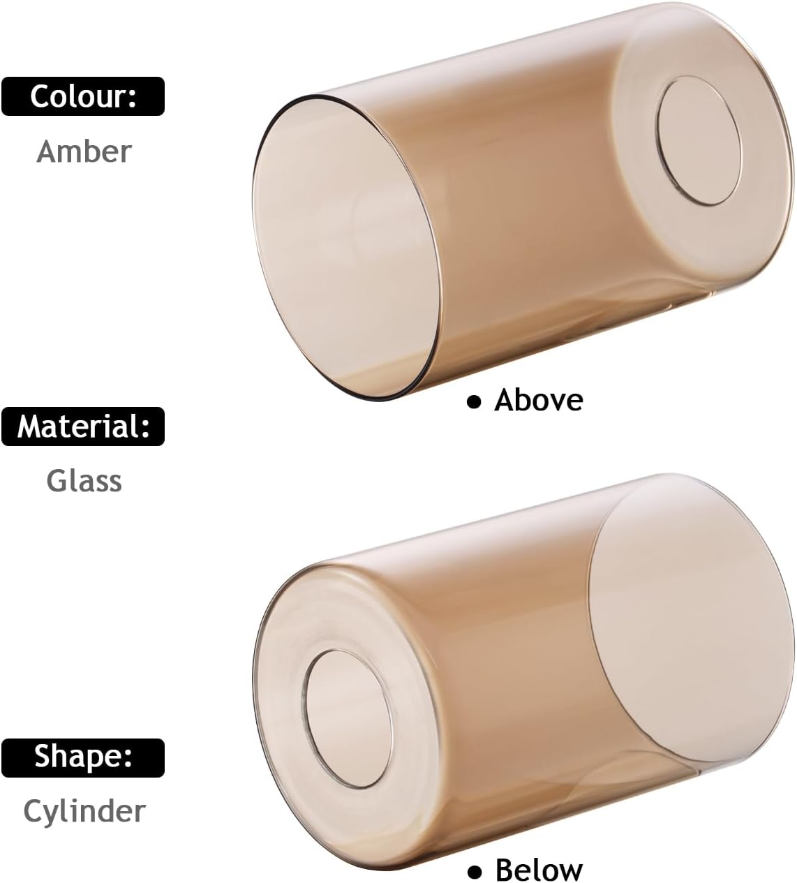 3 Pack Amber Glass Lamp Shade Replacement Globe & Shade for Light Fixture, 3.94in Diameter 5.9in Tall, E26 Base 1-5/8 Inch Fitter, Cylindrical glass lampshade