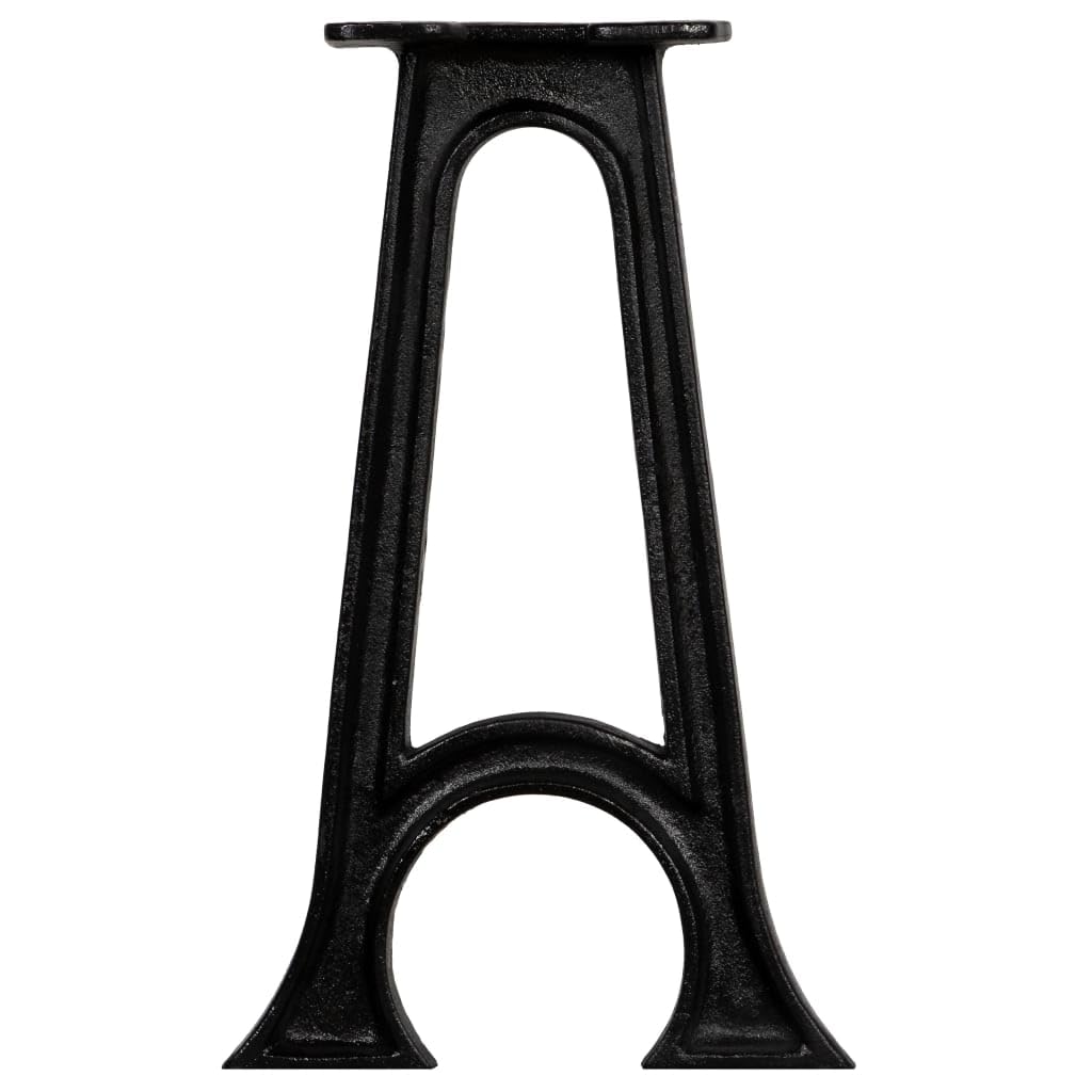 2 patas de banco con base curvada, estructura en A, hierro fundido, color negro, patas de muebles duraderas para banco, mesa auxiliar, mesa de consola, base robusta, piezas de muebles de