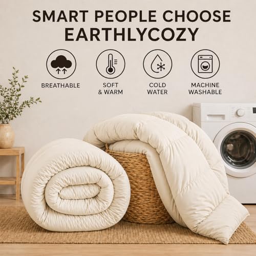 Image of Luxury Hotel Collection Cotton Comforter | All-Season Lightweight Quilt for Hot Sleepers | Plush, Breathable & Box-Stitched (King) Ivory