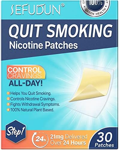 Quit Smoking Nicotine Patches, Step 1 to Quit Smoking, 21mg Delivered Over 24 Hours, Nicotine Transdermal System Patch, Smoking Aid to Help Quit Smoking 30 Patches.