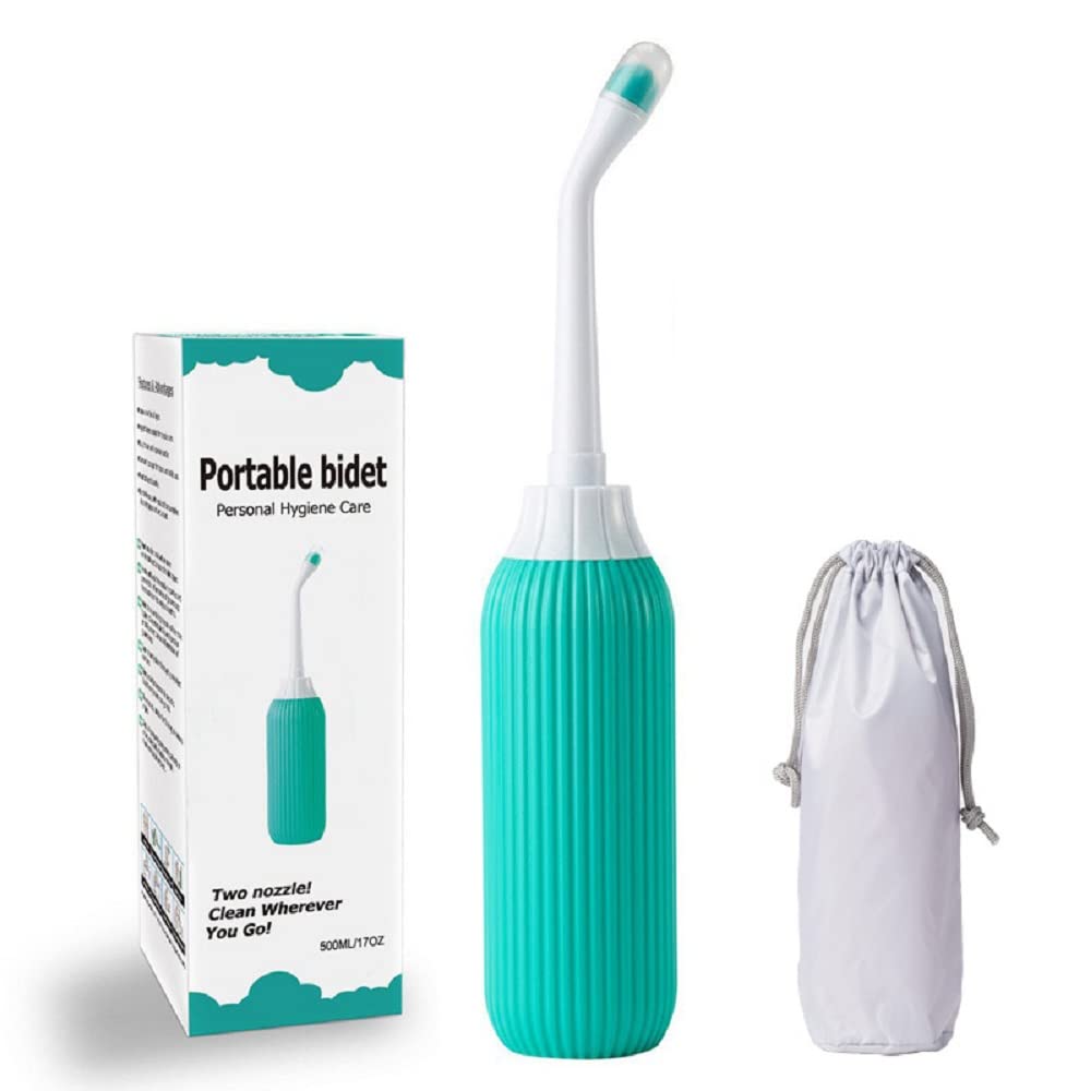 AKRIZA 500ML Plastic Retractable Handheld Bidet with Bag/2 Nozzles for Toilet Handheld Postpartum Perineal Cleansing Childbirth Cleaner Jet Spray for Personal Hygiene Care (Green.)-image-15