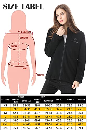 Venustas Women's Fleece Heated Jacket With Battery Pack 7.4V, 5 Heating Zones, Fleece Heated Coat With Premium Zippers #TOP5