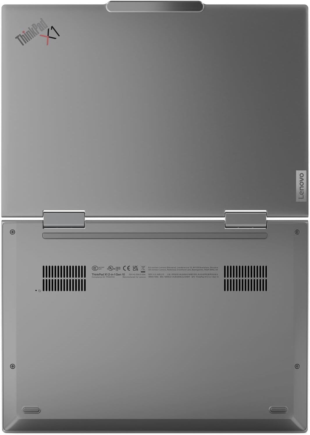 Lenovo ThinkPad X1 2-in-1 Gen 10 Aura Edition, Intel Ultra 7 258V, 14" OLED 2.8K (2880x1800) 500 nits, AR, Touchscreen, 32GB DDR5, 2TB SSD, Yoga Pen, 8MP IR Camera, Wi-Fi 7, Win 11 Pro - Grey