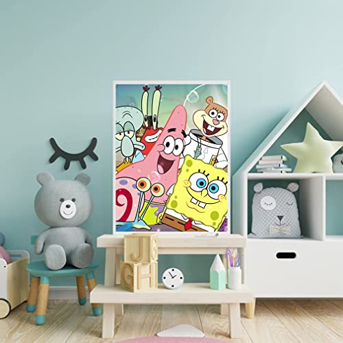 Diamond Painting Kits For Adults Kids Beginner, 5D Diy Diamond Painting Cartoon Sponge Baby Cute,Full Drill Round Crystal Rhinestone Diamond Painting Art For Home Wall Decor 12X16 Inch #TOP1