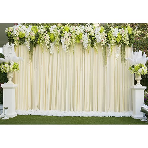 Aoihrraan 3x2,5m Wedding Ceremony Backdrop Flowers Column Bouquet Green Ivy Lawn Curtains Photography Background Bridal Shower Decor Valentine's Day Party Couple Lovers Portrait Photo Studio Props