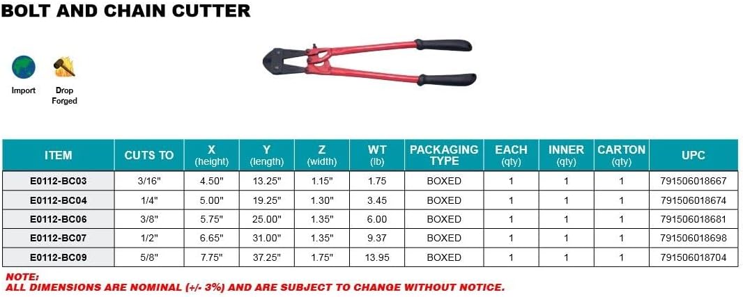 HIGH QUALITY BOLT AND CHAIN CUTTER 18" CUTS TO 1/4" (E0112-BC04)