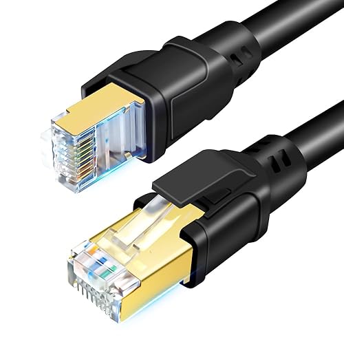 Miniatura 10 de DDMALL - Cable Ethernet CAT 8 de 3 m, de alta velocidad 40 Gbps, 2000 MHz, FFTP CAT8, cable de conexión de red para interiores y exteriores, LAN,