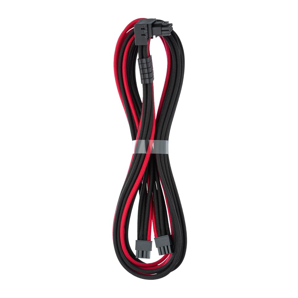 CableMod C-Series Pro ModFlex Sleeved 12V-2x6 12VHPWR 90° StealthSense PCIe Cable for Corsair Type 5 RMX Shift - Variant B (Black + Red, 90° 16-pin to Dual 8-pin, 65cm)