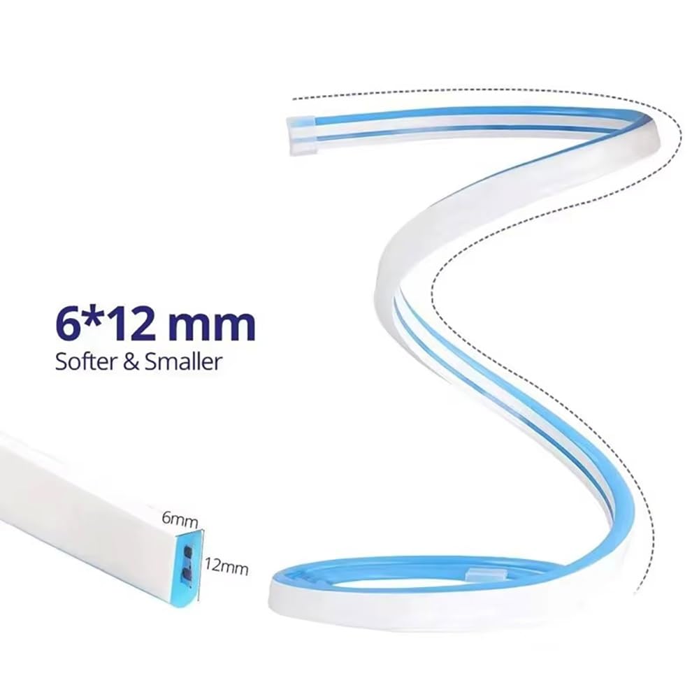 6mm X 12mm Silikonowy Pasek Neonowy LED, Elastyczna Wodoodporna Taśma Linowa 12V, 2,5cm Nadająca Się Do Krojenia Dekoracja Świąteczna DIY, 1 Metr(Ice Blue)