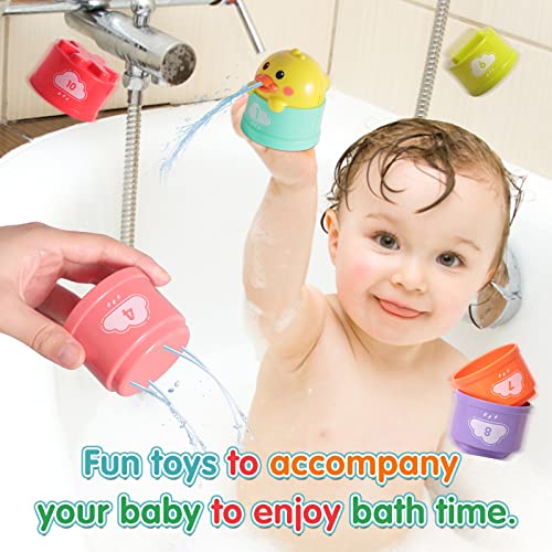 Baby Toys Bath Toy And Stacking Toys,2 In 1 Stacking Cups For Infant Montessori Sensory Set,Multicolor Baby Water Pool Toys For Boys And Girls To Differentiate Sizes And Study Numbers #TOP2