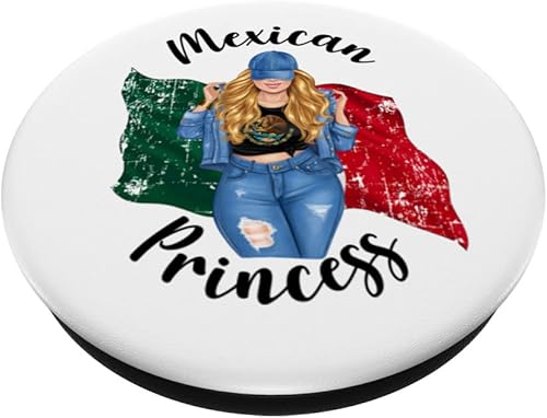 Miniatura 2 de Princesa mexicana rubia de pelo claro Mexico Crest PopSockets intercambiables PopGrip