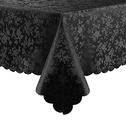 Image of Smiry Rectangle Table Cloth, Waterproof Heavy Duty Vinyl Tablecloths, Wipeable Washable Table Cover for Kitchen and Dining Room (Black, 54 inch X 120 inch)