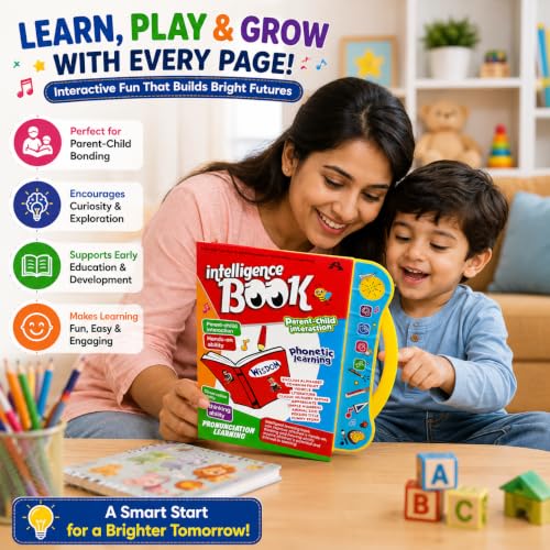 Image of Intelligence Book Interactive Learning Toy for Kids | Phonetic Learning, Parent-Child Interaction, English Alphabet & Numbers, Nursery Rhymes Included, Ages 3+