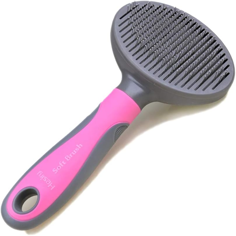 Hesiry Cat Grooming Massage Brush Pet Soft Shedding Brush, Removes Loose Undercoat Gently, Pet Slicker Brush for Matted and Tangled Hair with Self Cleaning Button : Pet Supplies