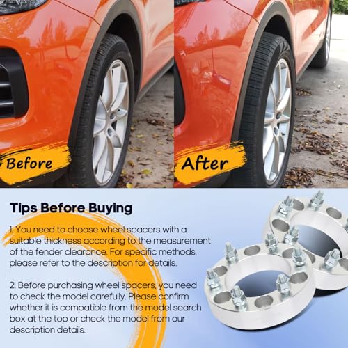 OCPTY Wheel Spacers 4 Pcs 1.5\" 6x5.5 Wheel Spacers 12x1.5 for Toyota for Tacoma for 4Runner Pickup for Hummer H3