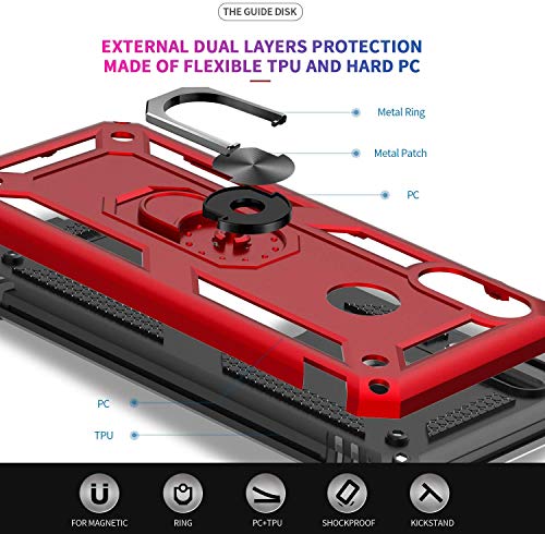 Yahan For Huawei Nova 5T/Honor 20 Case,360 Degree Rotating Ring Kickstand Hybrid Heavy Duty Dual Layer Shockproof Defender Hard Back Case With Screen Film Protector[Not Glass][2 Pack],Blue #TOP6