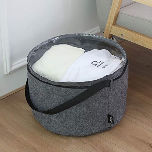 Treehouse London Felt Hat Storage Box | Large Collapsible Hat Holder Organizer With Dust-Proof Lid | Multipurpose, Sturdy, Thick, Stackable | Lined With Metal Frame (17.5" D X 11.5''H) | Gray (Xl) #TOP5