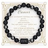 Zodiac Sign Bracelet for Men & Women – Matte Lava Hematite Stone Beads, 12 Constellation Lucky Charm Jewelry for Positive Energy & Protection Against Bad Luck (Cancer)