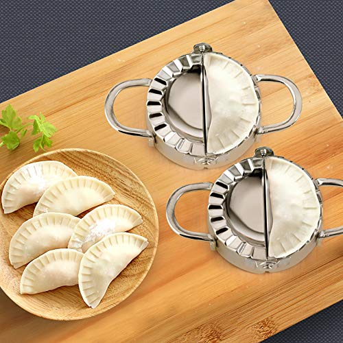 3 Pieces Stainless Steel Dumplings Maker Set, 1 Dumpling Skin Maker 2 Dumpling molds Chinese Dumpling Cutter Pie Ravioli Empanadas Press Mold Kitchen Accessories - Thumbnail 3