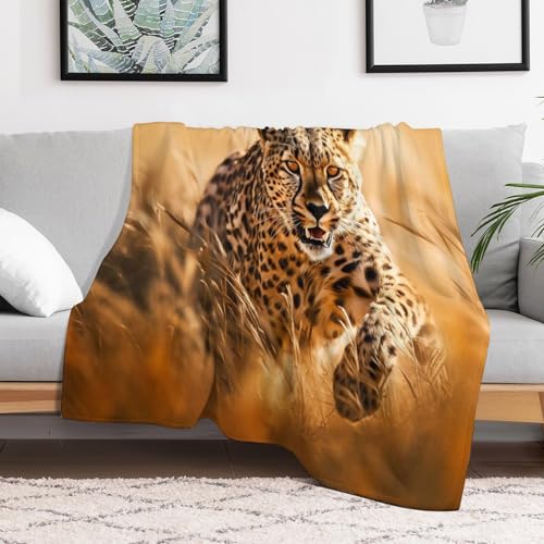 Manta de franela leopardo 180x200 cm colcha polar 3D para sofa 3