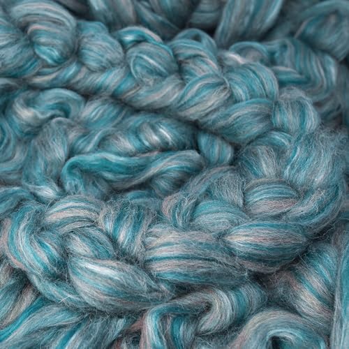 Image of Combed Top Roving. Limited Edition Fiber for Spinning, Needle Felting, Wet Felting, Weaving and Crafting. Fancy, Colorful, Exotic Designer Blend, Swan Song